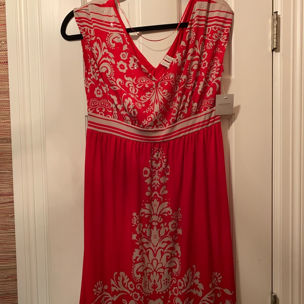 Red mid-length dress